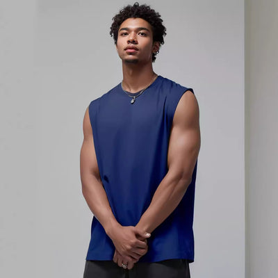 Camiseta Suelta sin Mangas para Hombre - Diseño Liso y Versátil - Image 3