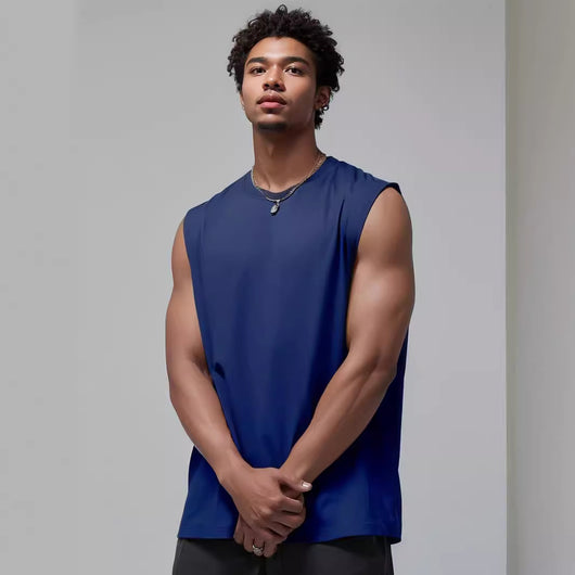 Camiseta Suelta sin Mangas para Hombre - Diseño Liso y Versátil - Image 3