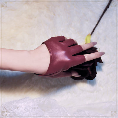 Guantes Góticos Punk de Cuero Mitad Dedo para Chica - Image 10