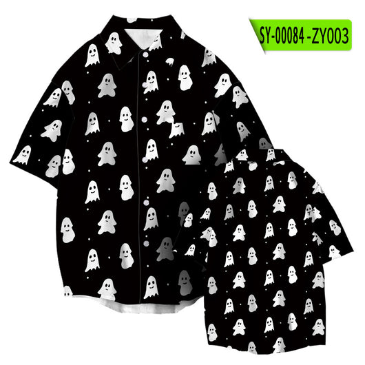 Playera Estampada 3D Ghost Street Manga Corta para Hombre - Image 6