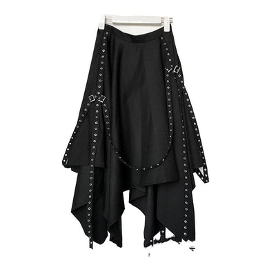 Falda Irregular Invierno Estilo Coreano Elegancia Negra - Image 3