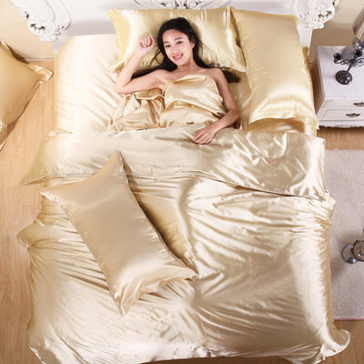 Juego de Cama de Seda Hielo de Cuatro Piezas - Image 8