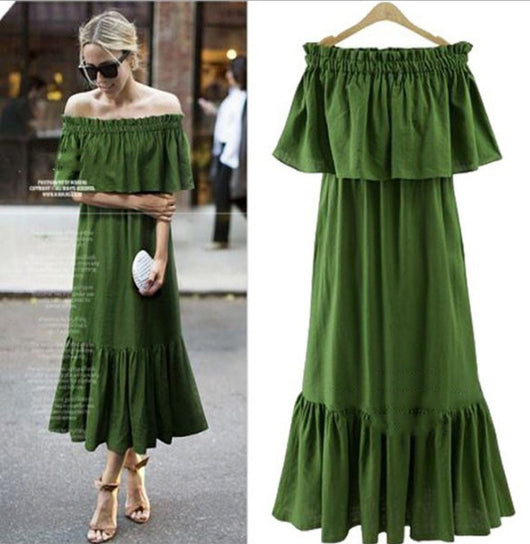 Vestido Largo Ajustado con Volantes - Image 9