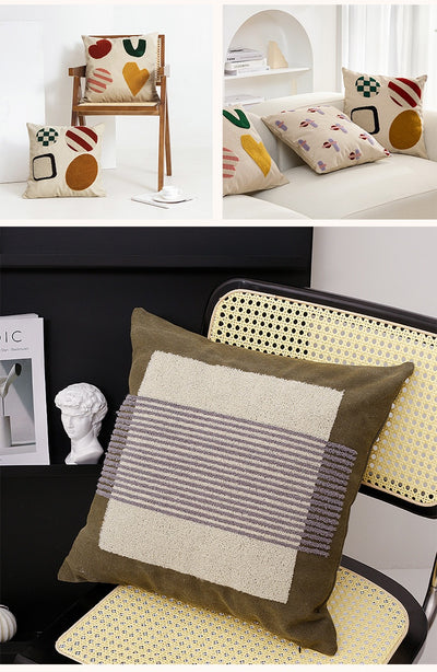 Funda de Almohada Lienzo Lavado con Diseño Geométrico Nórdico - Image 9