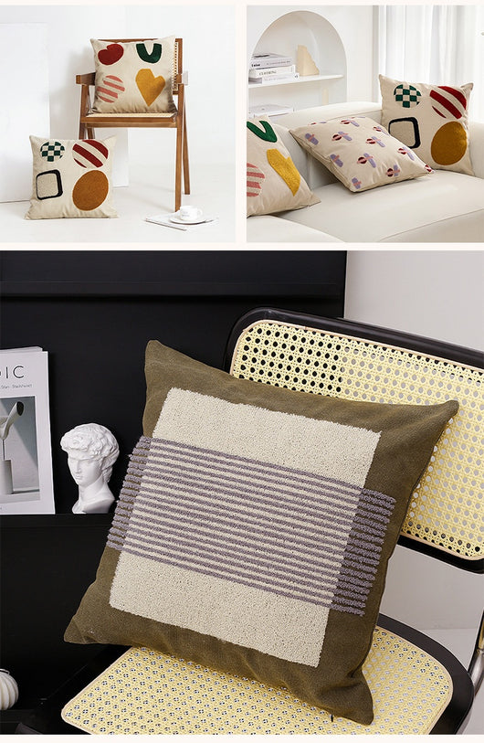Funda de Almohada Lienzo Lavado con Diseño Geométrico Nórdico - Image 9