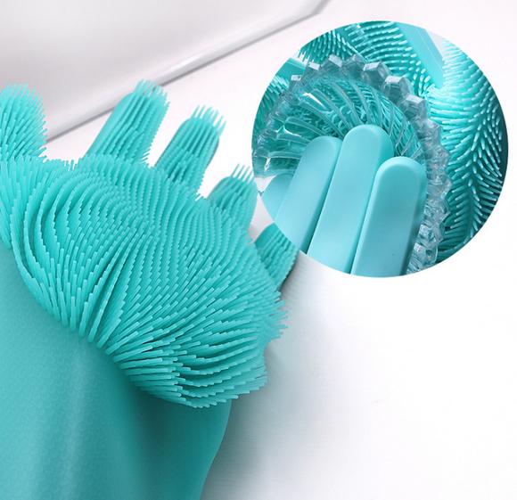 Guantes de Limpieza Resistentes al Calor con Cepillo de Silicona