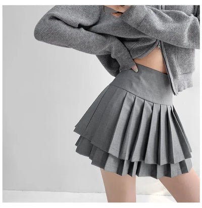 Falda Preppy de Talle Alto con Doble Pliegue para Mujer - Image 6