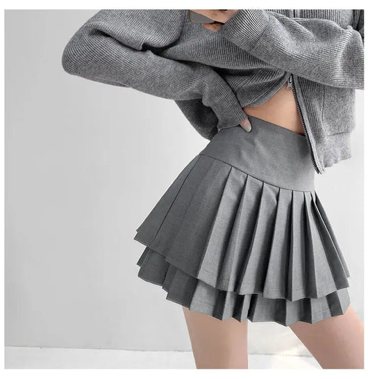 Falda Preppy de Talle Alto con Doble Pliegue para Mujer - Image 6