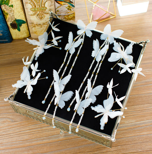 Accesorios para el Cabello de Novia Coreana con Flores y Mariposas