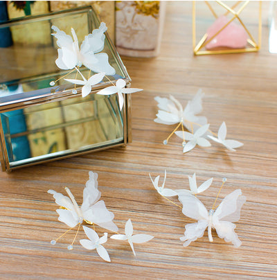 Accesorios para el Cabello de Novia Coreana con Flores y Mariposas - Image 3