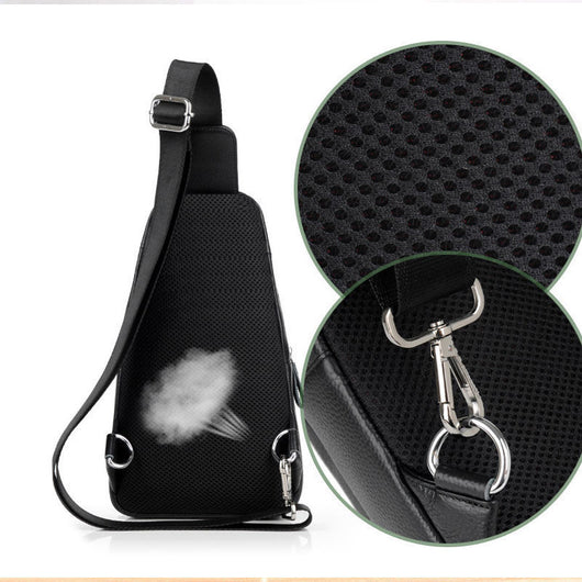 Mochila Bandolera de Cuero Suave - Bolso Diagonal Casual para el Pecho - Image 9