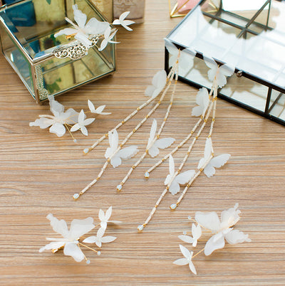 Accesorios para el Cabello de Novia Coreana con Flores y Mariposas - Image 4