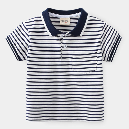 Polo Infantil de Rayas Cortas con Estilo Vibrante - Image 4