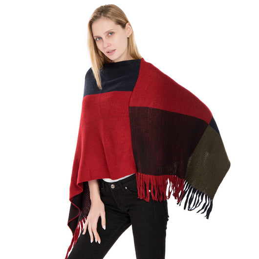 Chal Tejido de Cuadros Multicolor Cálido - Estilo Europeo para Otoño e Invierno - Image 11