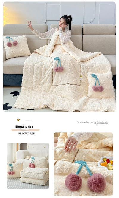 Almohada y Manta 2 en 1 de Felpa Gruesa para Niñas - Image 11
