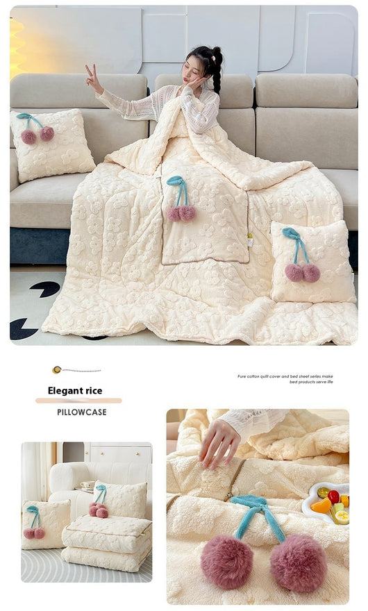 Almohada y Manta 2 en 1 de Felpa Gruesa para Niñas - Image 11
