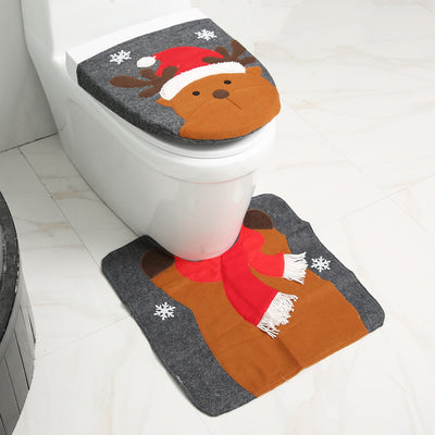 Juego de Decoración Navideña para Baño - Cortina de Ducha y Funda de Inodoro Papá Noel - Image 9