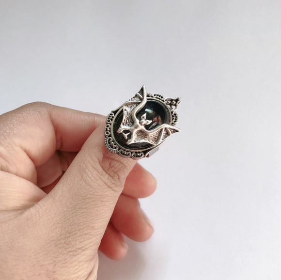 Anillo de Gema Negra Murciélago