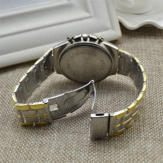 Reloj de Pulsera para Hombre Acero Inoxidable Esfera Grande Cuarzo Tres Ojos - Image 2