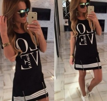 Vestido Camisero Largo con Cremallera y Estampado 'LOVE' - Image 13
