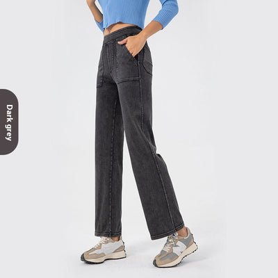 Pantalones Cargo Retro Cintura Alta Mujer Pierna Recta Ancha - Image 6