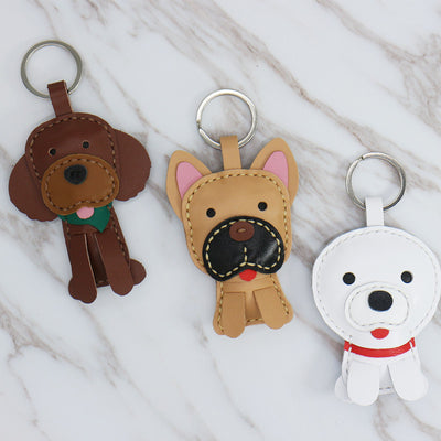 Llavero de Cuero Artesanal con Diseño de Perro Minimalista