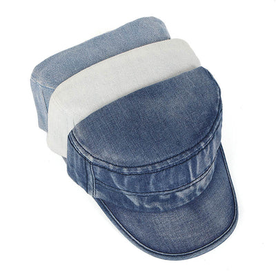 Gorra Plana Denim Vintage Lavado Desgastado para Hombre y Mujer - Image 10
