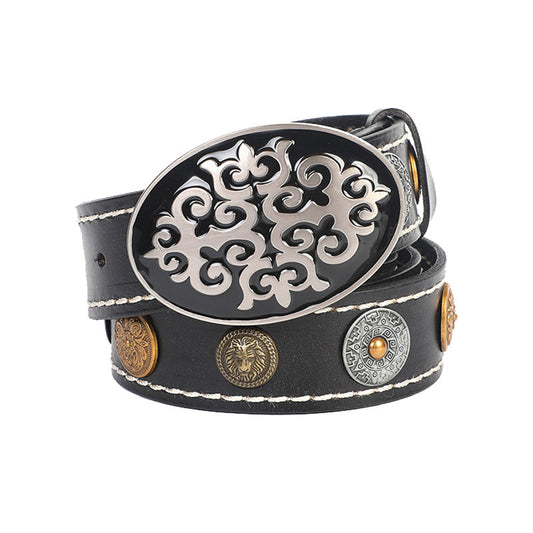 Cinturón de Cuero para Hombre con Hebilla Lisa y Elegante