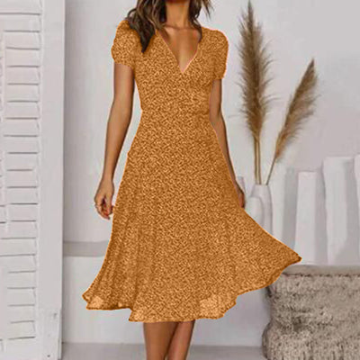 Vestido Estampado Escote V con Cordones y Detalles de Encaje - Image 3