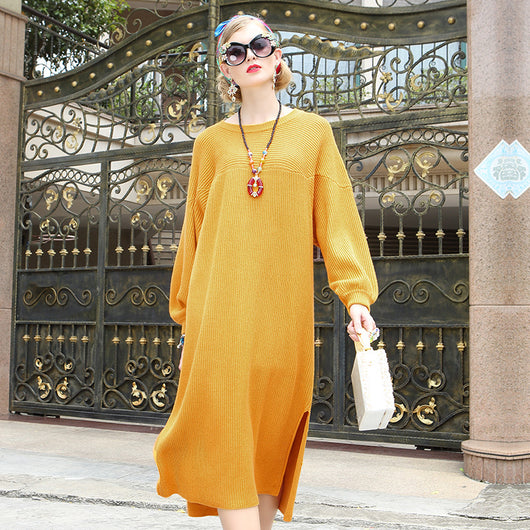 Vestido Suéter Tejido Talla Grande para Embarazo y Maternidad