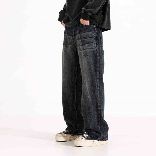 Pantalones Vaqueros Rectos Holgados Estilo Retro Americano para Hombre