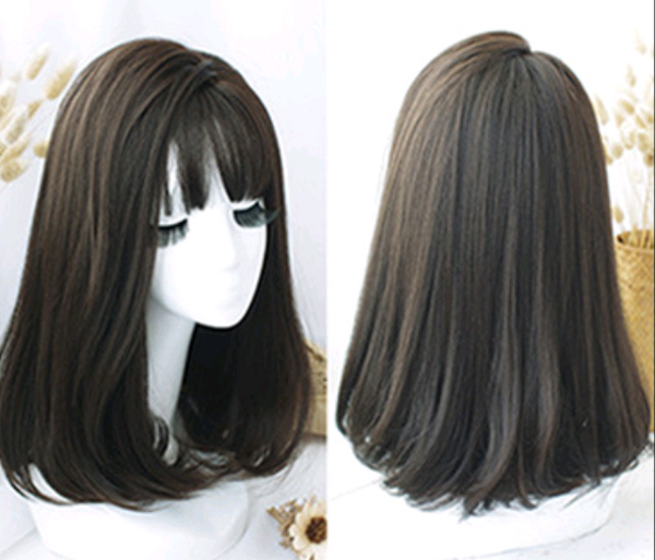 Peluca Sintética con Flequillo Aéreo - Cabello Falso Fashionable - Image 6