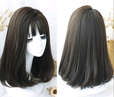 Peluca Sintética con Flequillo Aéreo - Cabello Falso Fashionable - Image 6