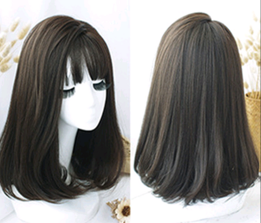 Peluca Sintética con Flequillo Aéreo - Cabello Falso Fashionable - Image 6