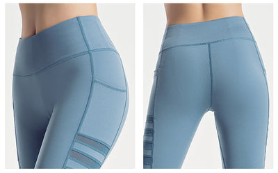 Pantalones de yoga con malla y rayas - Image 2
