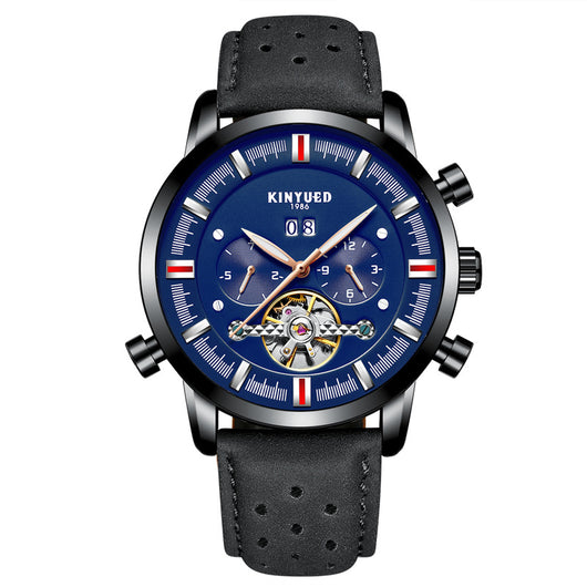 Reloj Automático Tourbillon KINYUED para Hombre con Correa de Cuero y Esfera Grande - Image 12