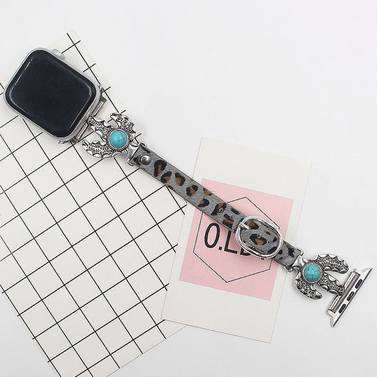 Correa de Reloj de Crin de Caballo Estampado Leopardo Multicolor