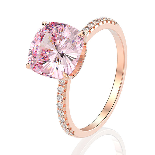 Anillo de Diamante Cuadrado Carbono Alto con Simulante de Diamante para Boda - Image 2