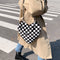 Bolso Peluche Love Lattice Cuadros Ajedrez - Diseño Único