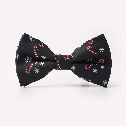 Corbata de Moño Navideño con Patrón de Árbol y Copos de Nieve