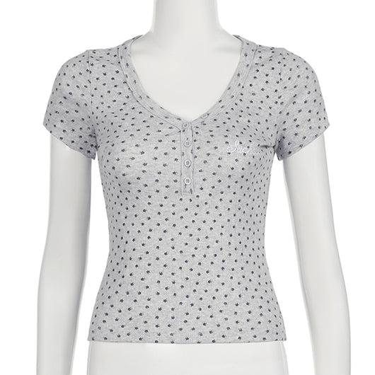 Blusa Floral Bordada con Cuello V y Rayas Hundidas - Image 11