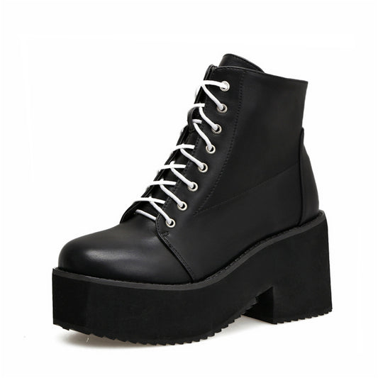 Botas Martin de Cuero Grueso Estilo Punk Harajuku con Cierre