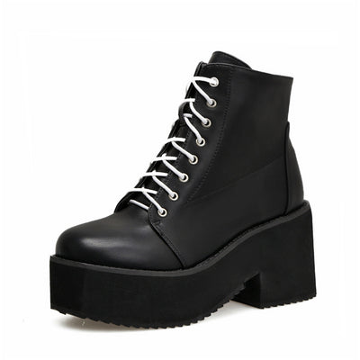Botas Martin de Cuero Grueso Estilo Punk Harajuku con Cierre