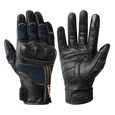 Guantes de Motocicleta Vintage en Cuero Genuino de Oveja con Perforaciones - Image 5