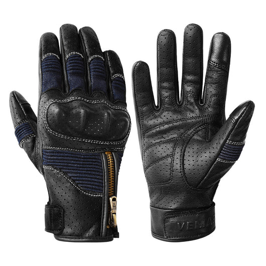 Guantes de Motocicleta Vintage en Cuero Genuino de Oveja con Perforaciones - Image 5
