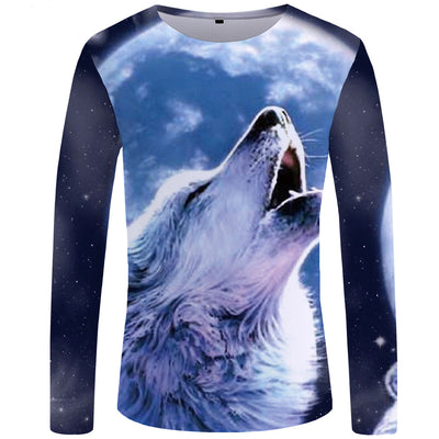 Camiseta Manga Larga Serie Lobo Impresión 3D para Hombre - Image 4