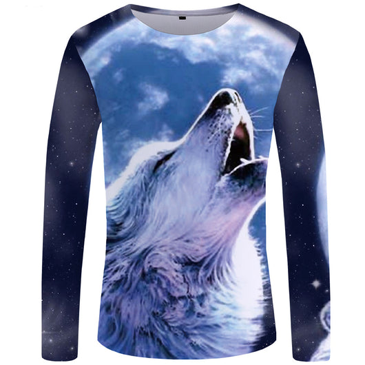 Camiseta Manga Larga Serie Lobo Impresión 3D para Hombre - Image 4
