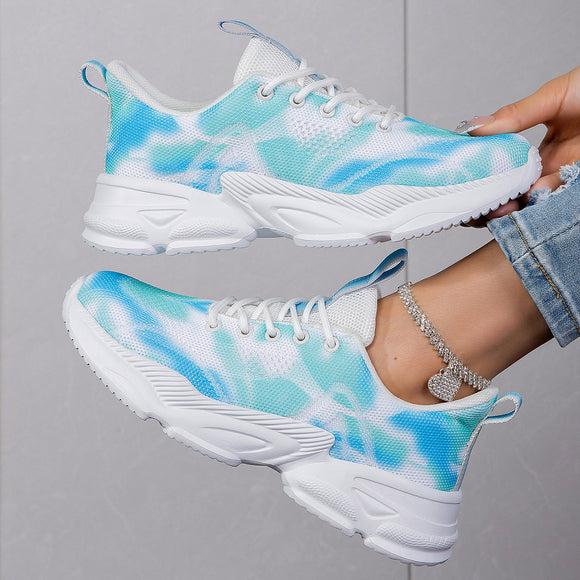 Tenis Casuales Floreados Talla Grande con Cordones