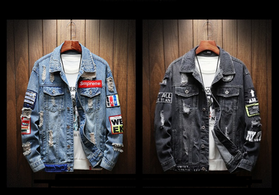 Chaqueta de Mezclilla Desgarrada Casual