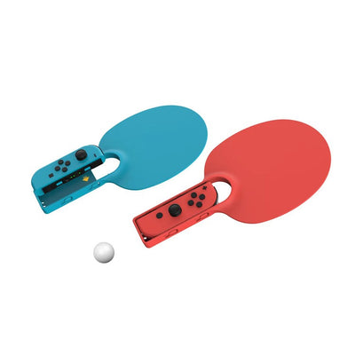 Blue and red table tennis racket grips for Nintendo Switch Joy-Con controllers, with a white ping pong ball. - Image 3